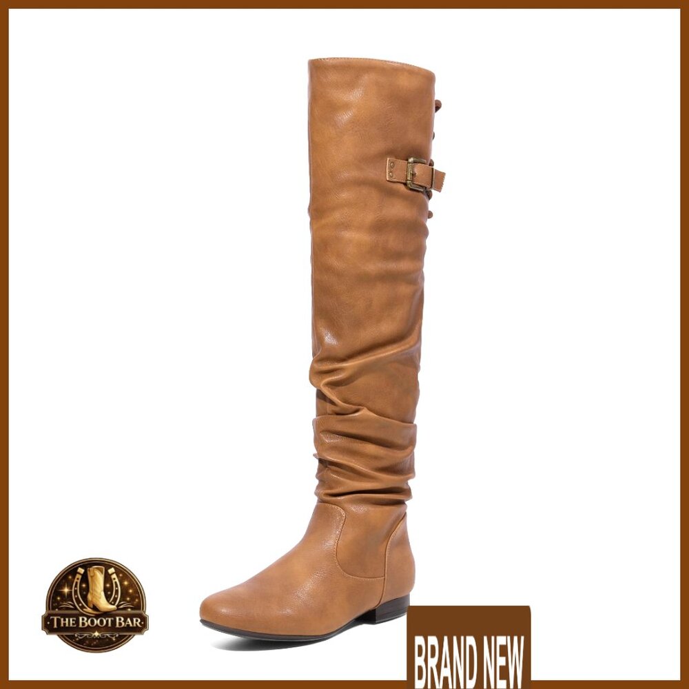 Suede Over The Knee Thigh High Boots Winter Faux Fur Lined Slip Resistant Flat